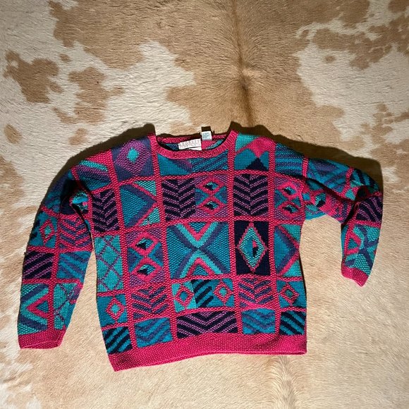 Vintage Segrets Sun Prints Hand Knit Funky Sweater - Picture 2 of 3